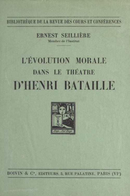 ebook cover of L'évolution morale dans le théâtre d'Henri Bataille, by Ernest Seilliere