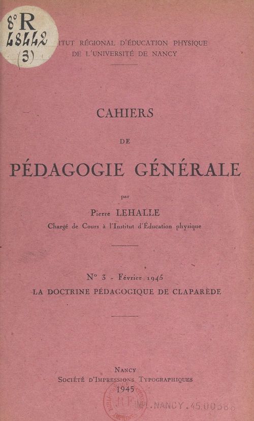 Couverture ebook de La doctrine pédagogique de Claparède, de Henri Wallon, Pierre Lehalle