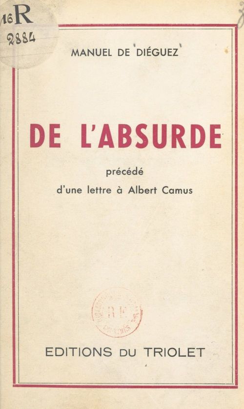 ebook cover of De l'absurde, by Manuel De Dieguez