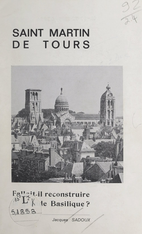Couverture ebook de Saint-Martin de Tours, de Jacques Sadoux