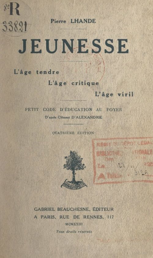 Couverture ebook de Jeunesse : l'âge tendre, l'âge critique, l'âge viril, de Pierre Lhande