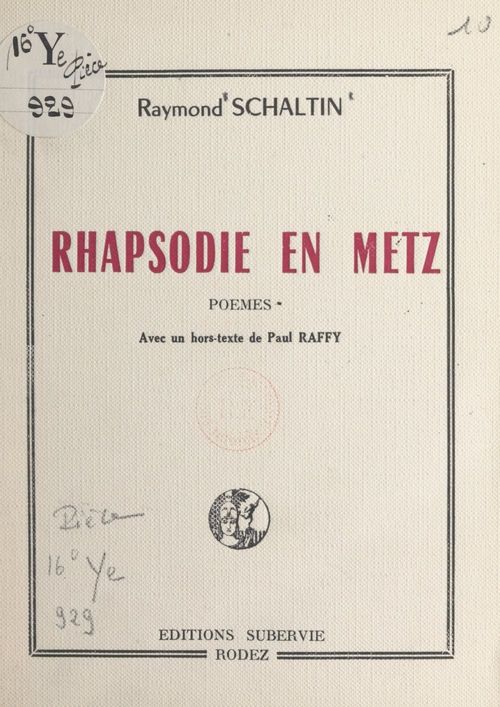 Couverture ebook de Rhapsodie en Metz, de Raymond Schaltin
