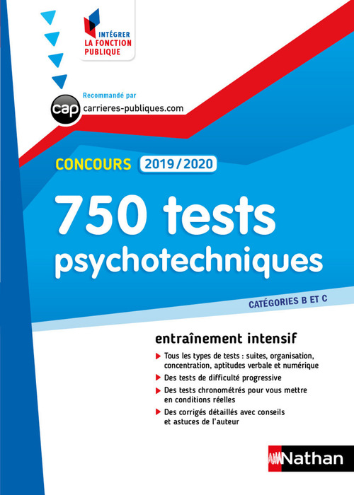 ebook cover of Tests psychotechniques - 750 QCM - Catégorie B et C - Intégrer la fonction publique - 2019/2020, by Collectif