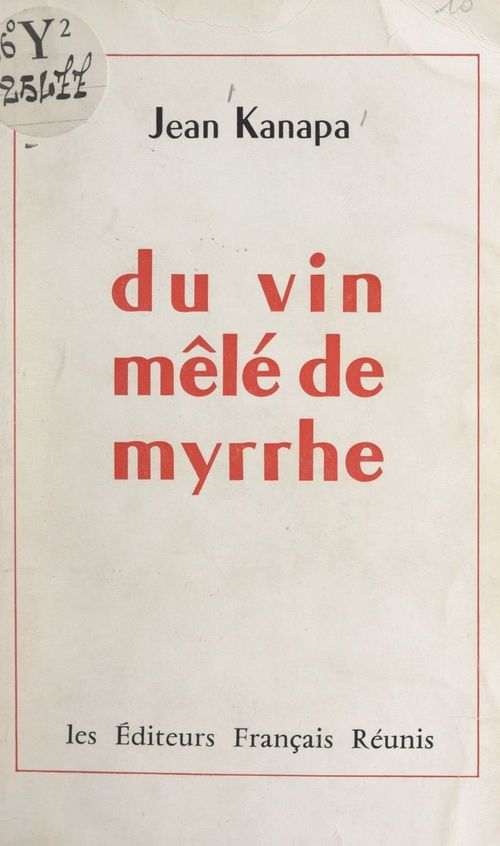 ebook cover of Du vin mêlé de myrrhe, by Jean Kanapa