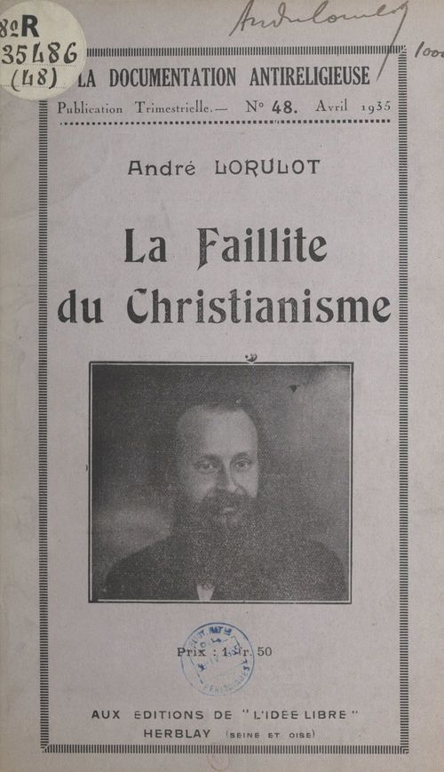 Couverture ebook de La faillite du christianisme, de Andre Lorulot