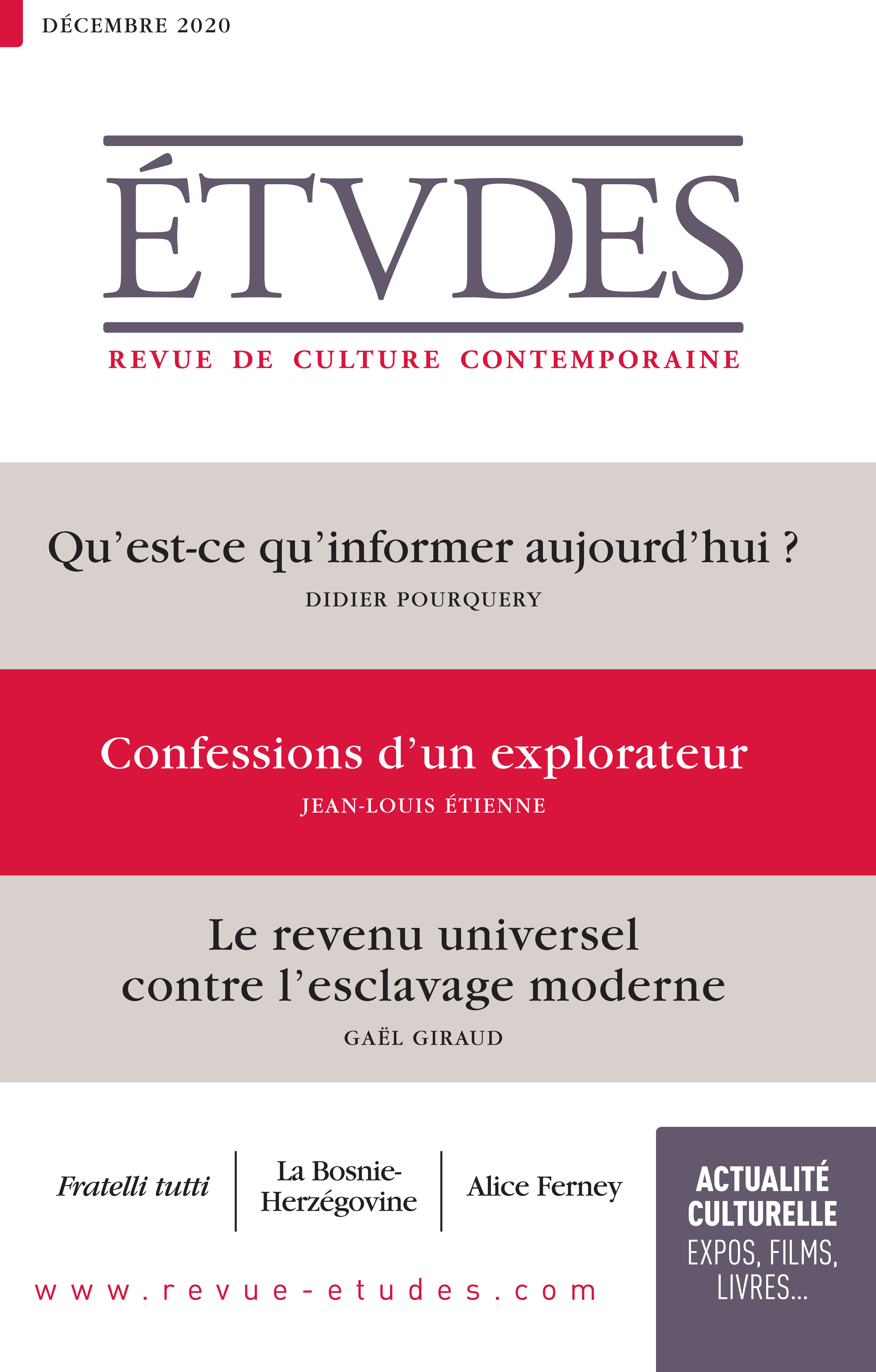 Couverture ebook de Revue Etudes : Confessions d'un explorateur - Jean-Louis Etienne, de Revue études