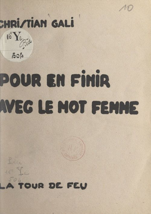 ebook cover of Pour en finir avec le mot femme, by Christian Gali