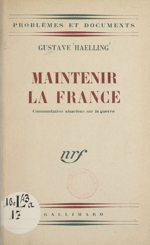 Couverture ebook de Maintenir la France, de Gustave Haelling