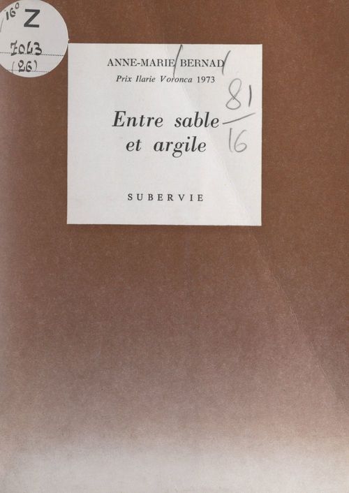 Couverture ebook de Entre sable et argile, de Anne-Marie Bernad