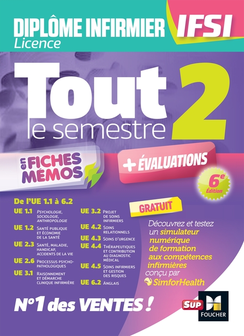 ebook cover of Tout le semestre 2 en fiches mémos - DEI IFSI - 6e édition - Révision et entraînement, by Kamel Abbadi, Priscilla Benchimol, Jacques Birouste, Sylvie Navarre, Nadia Ouali-ziane, Laïla Zaâzoui