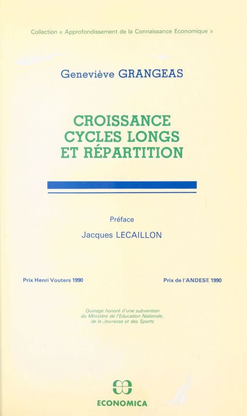 Couverture ebook de Croissance, cycles longs et répartition, de Grangeas/Genevieve