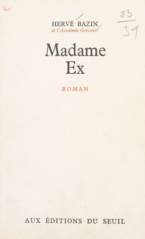 ebook cover of Madame Ex, by Hervé Bazin
