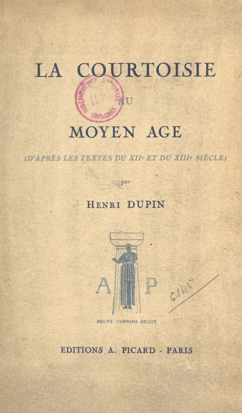 Couverture ebook de La courtoisie au Moyen Âge, de Henri Dupin