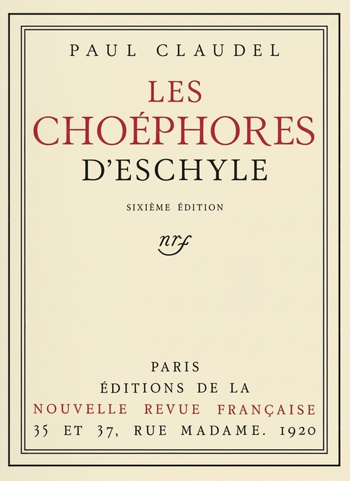 ebook cover of Les Choéphores d'Eschyle, by Paul Claudel