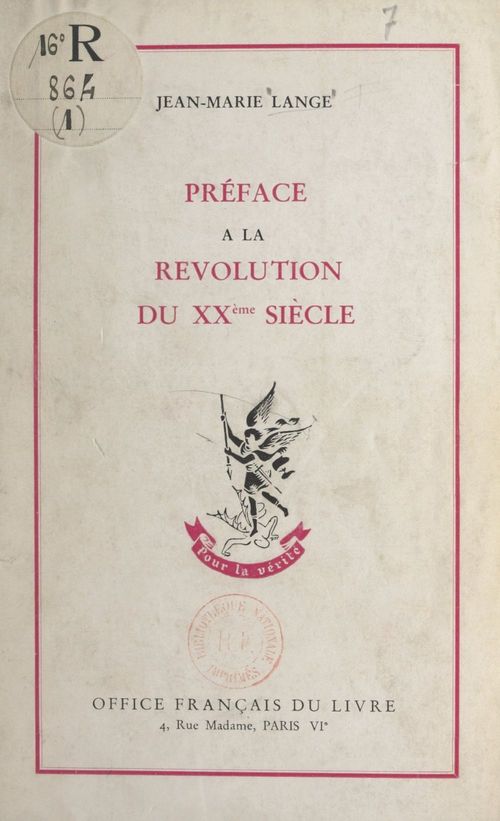 Couverture ebook de Préface à la Révolution du XXe siècle, de Jean-Marie Lange