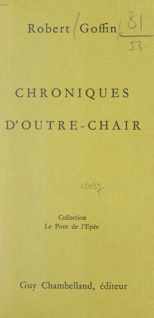 Couverture ebook de Chroniques d'outre-chair, de Robert Goffin