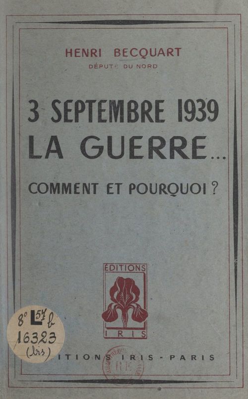 ebook cover of 3 septembre 1939 : la guerre..., by Henri Becquart