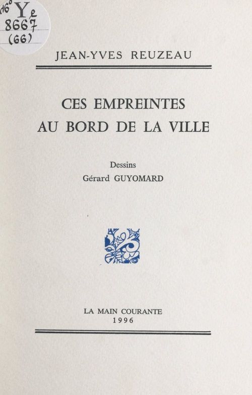 ebook cover of Ces empreintes au bord de la ville, by Jean-Yves Reuzeau