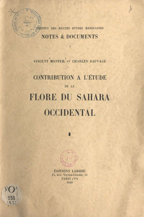 Couverture ebook de Catalogue des plantes connues des Tekna, des Rguibat et des Maures (1), de Charles  Sauvage, Vincent Monteil