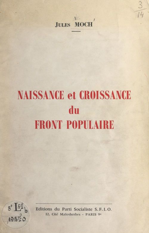 ebook cover of Naissance et croissance du Front populaire, by Jules Moch