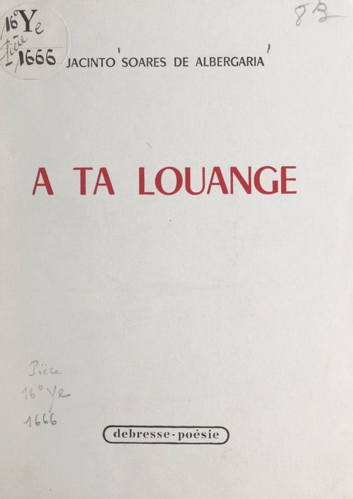 Couverture ebook de À ta louange, de Jacinto Soares De Albergaria