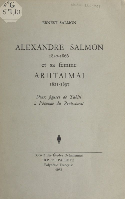 ebook cover of Alexandre Salmon (1820-1866) et sa femme Ariitaimai (1821-1897), by Ernest Salmon