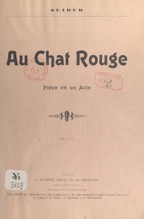 ebook cover of Au chat rouge, by Charles Seider