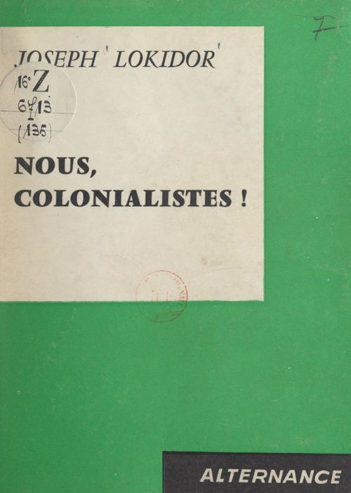 Couverture ebook de Nous, colonialistes !, de Joseph Lokidor