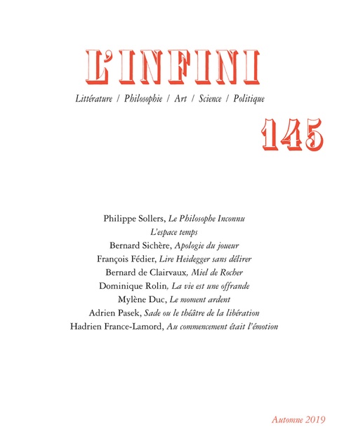 ebook cover of L'Infini N° 145, by Collectif