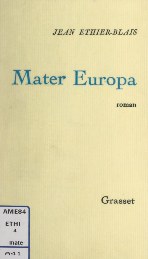 Couverture ebook de Mater Europa, de Jean Ethier-Blais