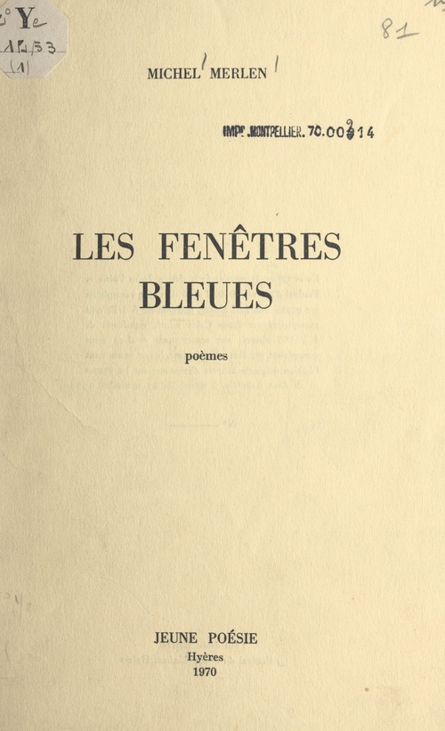 ebook cover of Les fenêtres bleues, by Michel Merlen