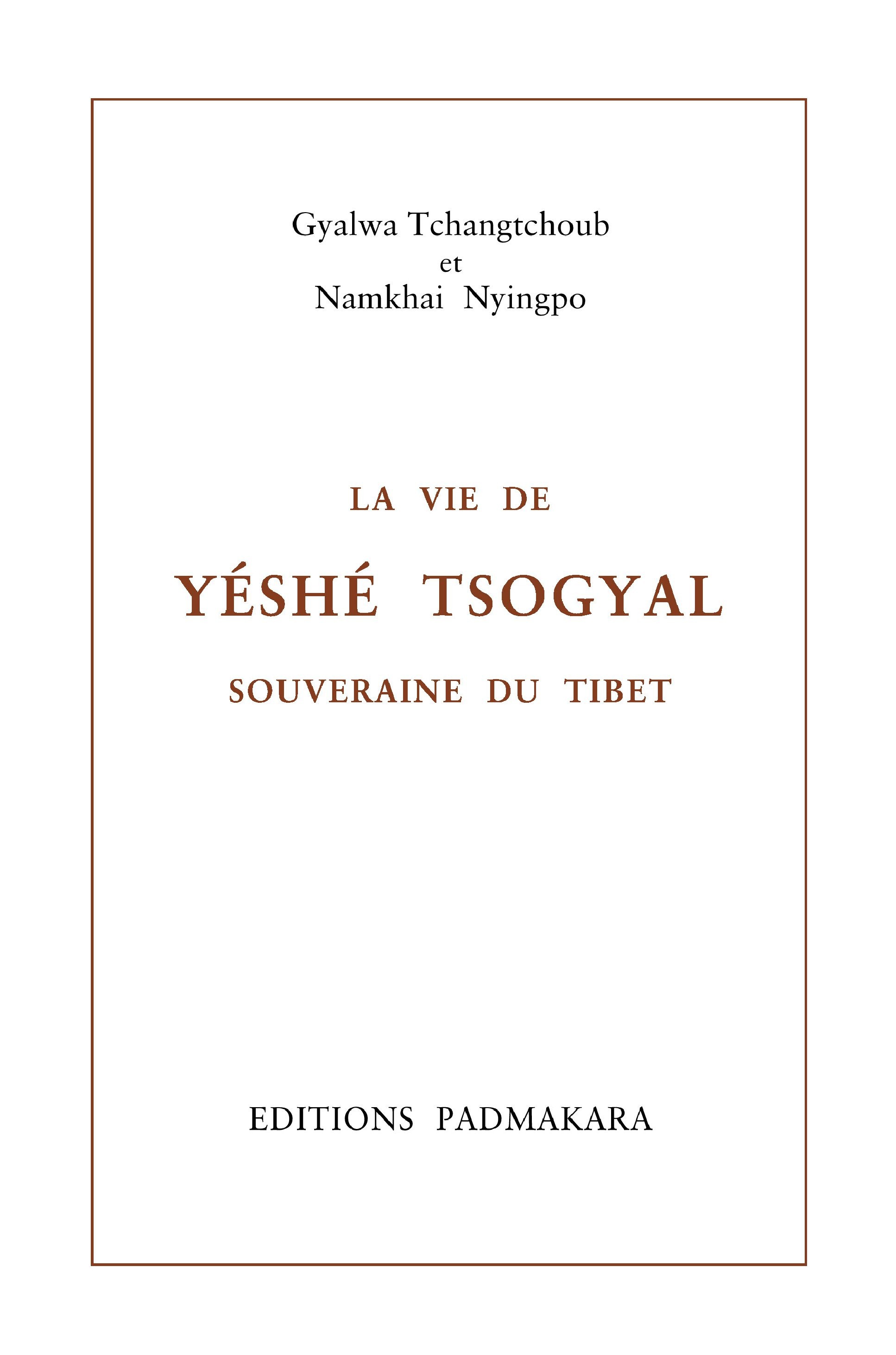ebook cover of La Vie de Yéshé Tsogyal, by G Tchangtchoub / N N