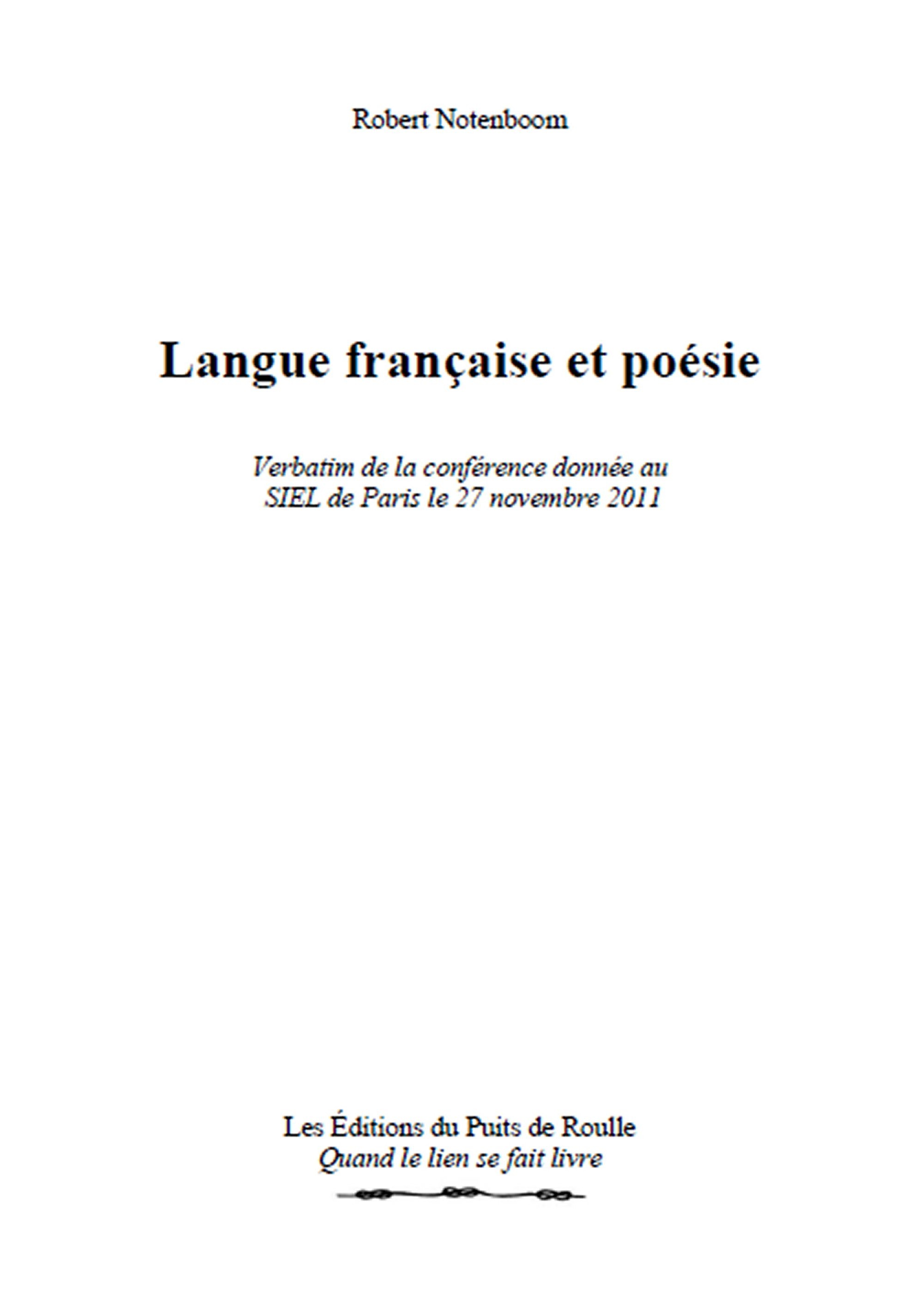 Couverture ebook de Langue française et poésie, de Robert Notenboom