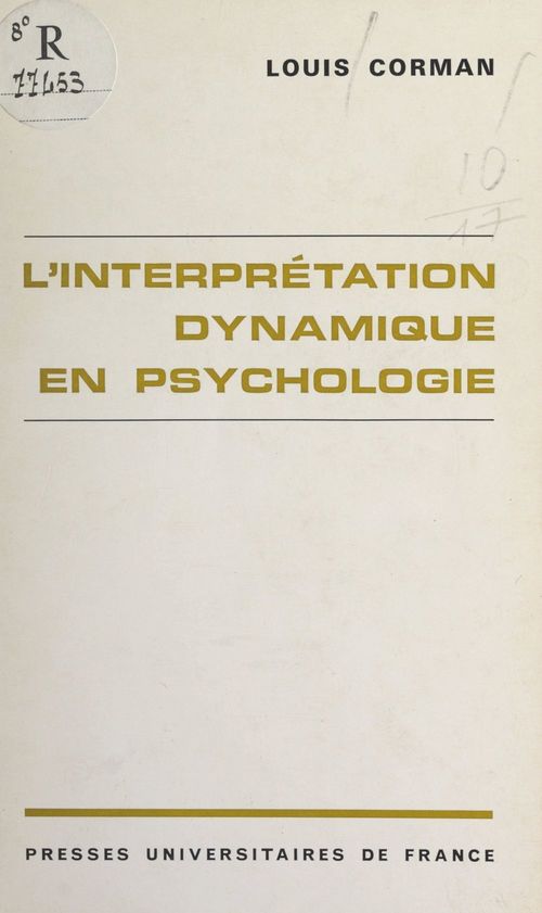 Couverture ebook de L'interprétation dynamique en psychologie, de Louis Corman