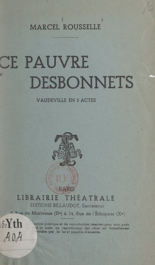 Couverture ebook de Ce pauvre Desbonnets, de Marcel Rousselle