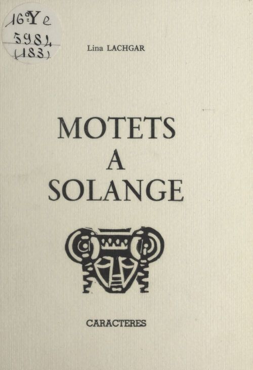 ebook cover of Motets à Solange, by Lina Lachgar