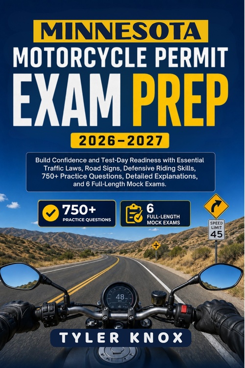 ebook cover of MINNESOTA MOTORCYCLE PERMIT EXAM PREP 2026-2027, by Tyler Knox