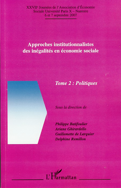 ebook cover of Approches institutionnalistes des inégalités en économie sociale, by Collectif