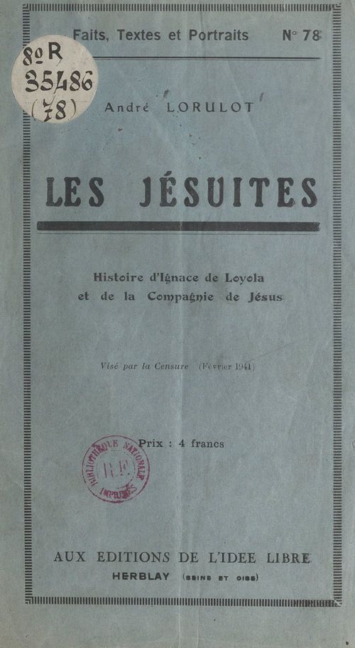 Couverture ebook de Les Jésuites, de Andre Lorulot