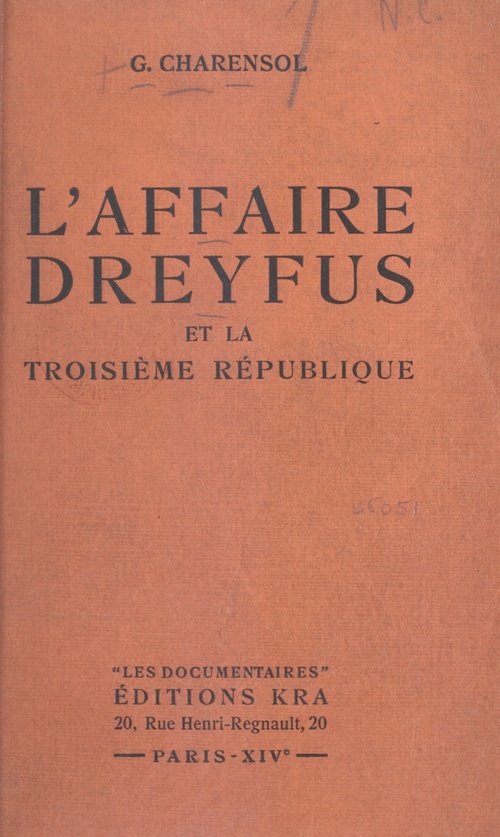 Couverture ebook de L'affaire Dreyfus et la Troisième République, de Georges Charensol