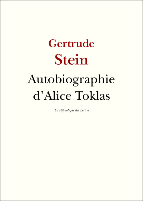 ebook cover of Autobiographie d'Alice Toklas, by Gertrude Stein