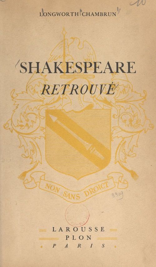ebook cover of Shakespeare retrouvé, by Clara Longworth De Chambrun