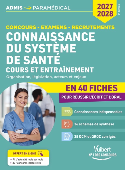 Couverture ebook de Connaissance du système de santé - Cours et entraînement en 40 fiches - 2027-2028, de Mandi Gueguen