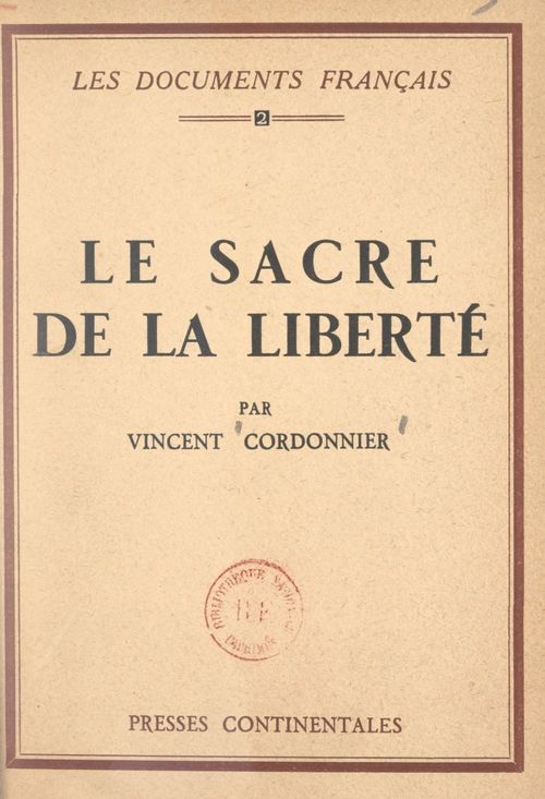 ebook cover of Le sacre de la liberté, by Vincent Cordonnier