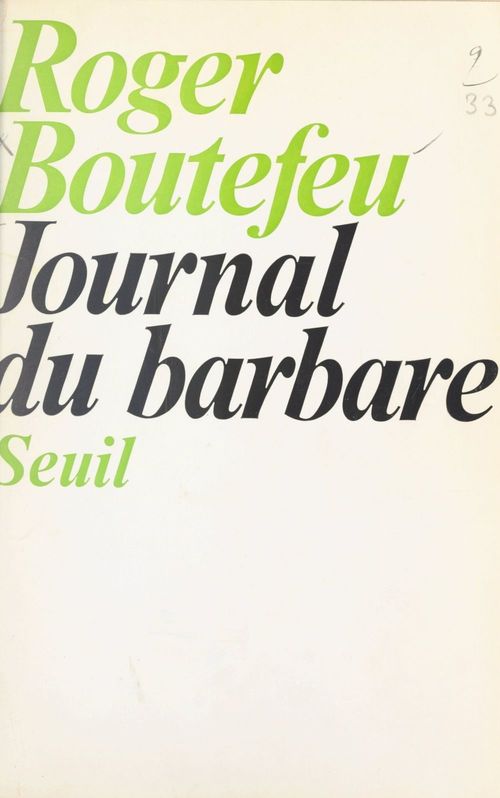 Couverture ebook de Journal du barbare, de Roger Boutefeu