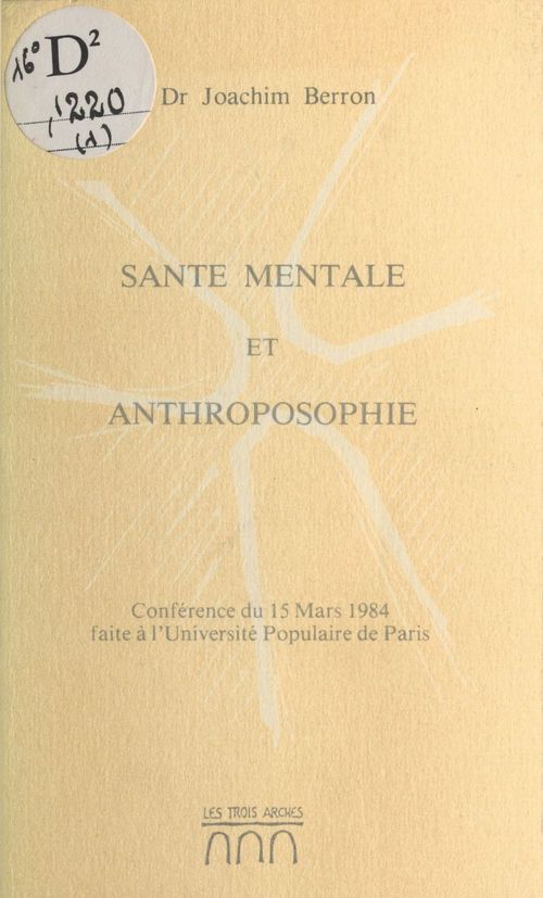 ebook cover of Santé mentale et anthroposophie, by Joachim Berron