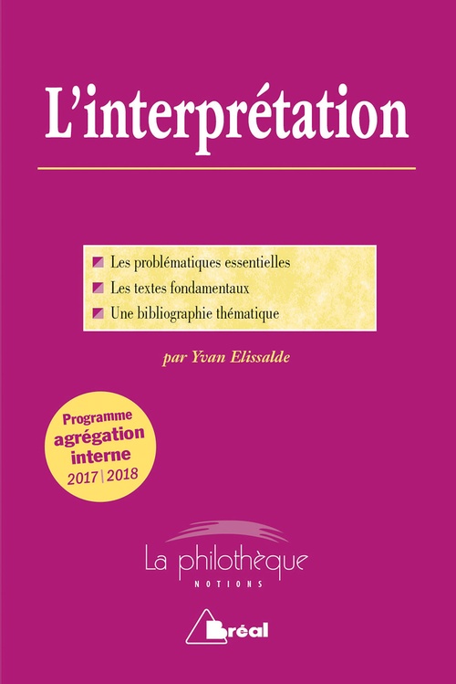 Couverture ebook de L'interprétation - Programme agrégation interne, de Yvan Elissalde