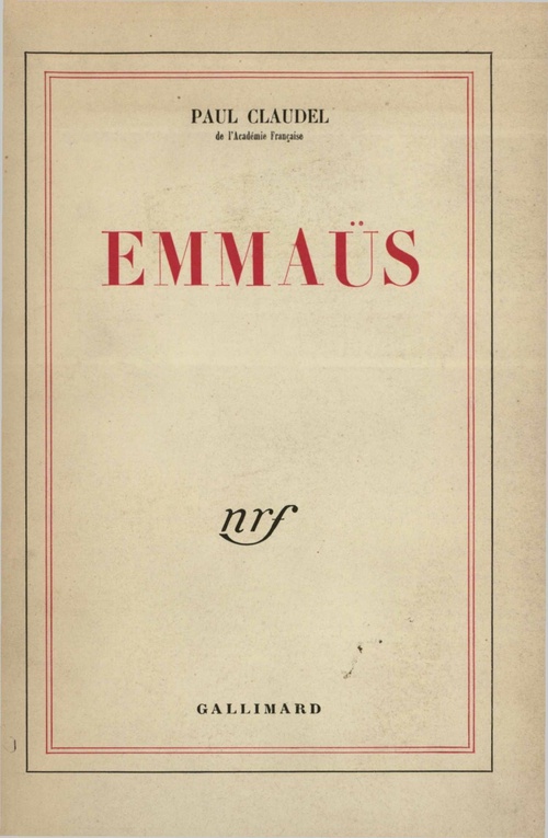 ebook cover of Emmaüs, by Paul Claudel