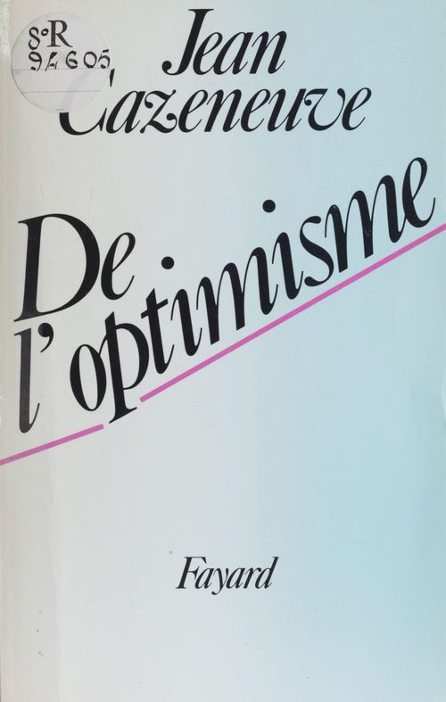 ebook cover of De l'optimisme, by Jean Cazeneuve