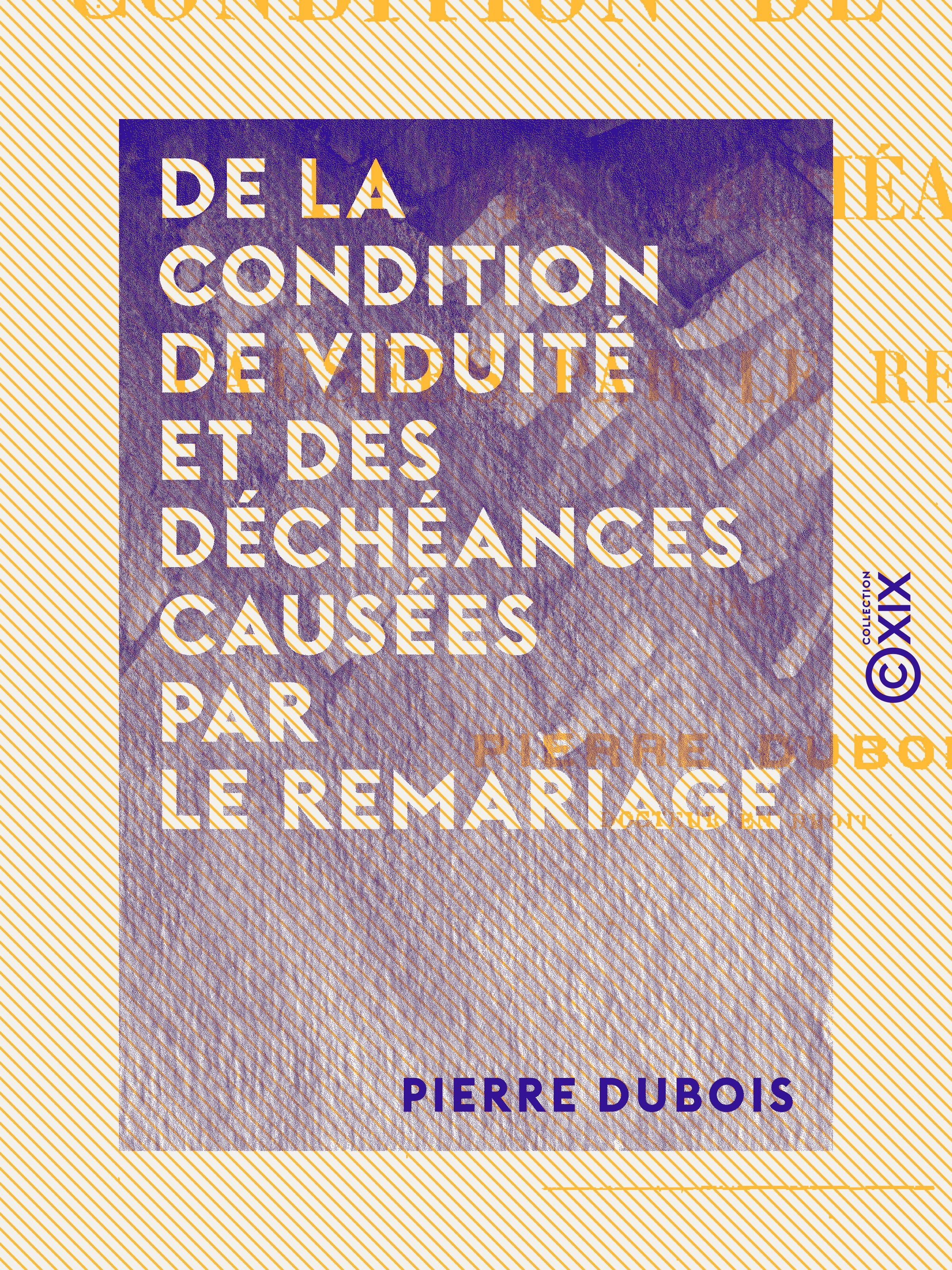 Couverture ebook de De la condition de viduité et des déchéances causées par le remariage, de Pierre Dubois